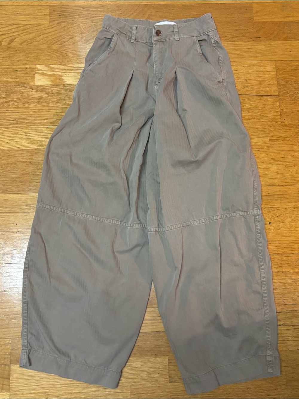 ASOS Arrange Brown Pleated Preppy Boho Lagenlook Barrel Leg Cotton Pants 4